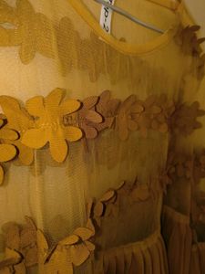 Yellow Floral Sheer Bell Sleeve Top