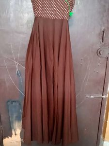 Brown Polka Dot Maxi Dress