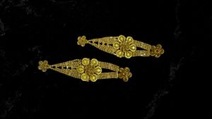 Stunning Gold Flower Dangle Earrings