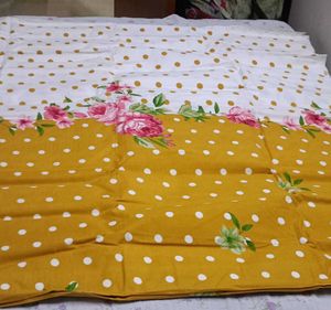 Yellow Floral Polka Dot Bedsheet Set