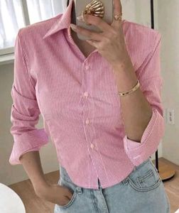 Chic Pink Striped Button-Up Shirt