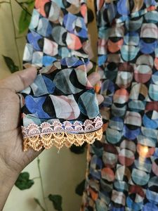 Blue 🔵 multi Color Cotton Formal Dress