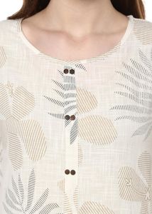 JANASYA White &amp; Grey Kurta(without pants)| Size XS