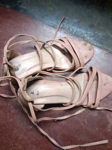 Strappy Lace-Up Flat Sandals