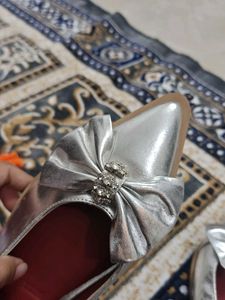 DANG Silver Bow Sandals