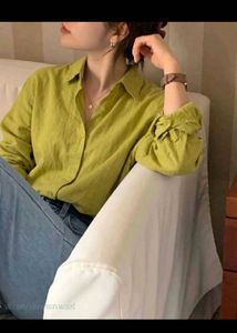 Chic Lime Green Linen Shirt