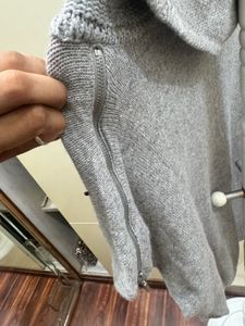 Promod  Grey Knit Poncho Sweater