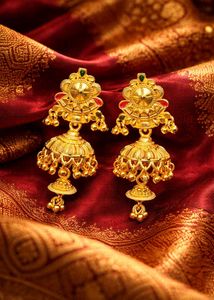 Gold Plated Traditional Jhumka Earrings For Women