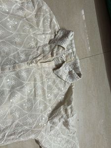 Elegant White Chikankari Kurta Set