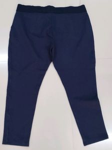 Navy Blue Embellished Waist Pants