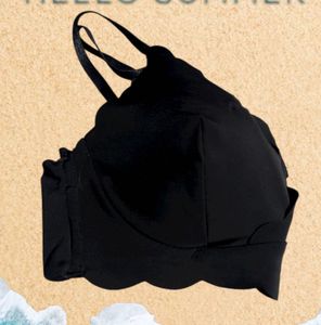 Black Scalloped Bikini Top