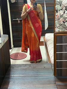 Elegant Red &amp; Orange Saree