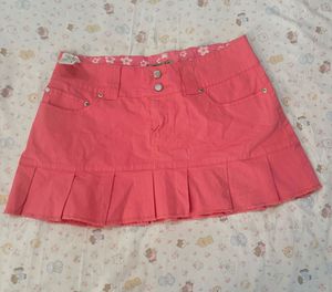 Pink Pleated Mini Skirt