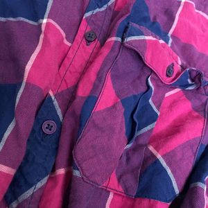 Max Pink &amp; Blue Plaid Flannel Shirt