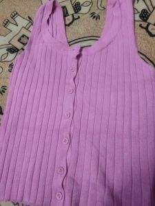 Ribbed Knit Button-Up Tank Top