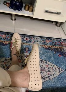 Bata Beige Heart &amp; Star Cutout Flats