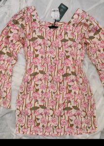🌸Floral Print Kurta with Lace-Up Back