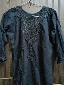 Embellished Black Kurta