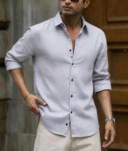 Men's Premium Solid Light Grey Casual Shirt | Full