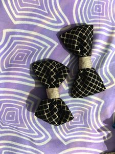 Black & Gold Hair Bows (Set of 2)