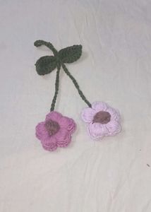 Crocheted Hair Accessory with Pom Poms