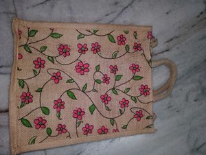 Floral Jute Tote Bag