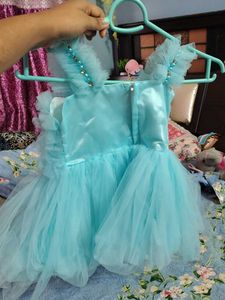 Beautiful Blue Tulle Dress with Bows
