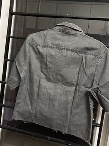 Splash Denim Grey Cropped Shirt