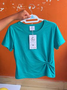 Teal Twist Front T-Shirt