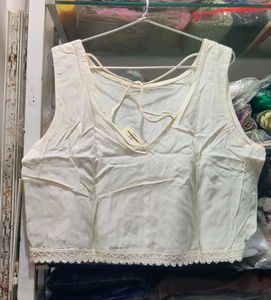 White Lace Trim Tank Top