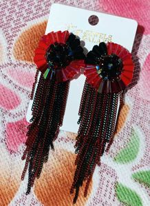 Red Contemporary Drop Earrings
