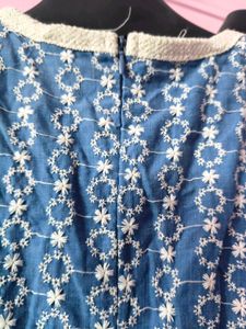 Blue Patterned kimono type Dress