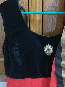 Elegant Red &amp; Black Ethnic Gown