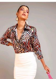 Free delivery - Zebra Print Button-Up Shirt