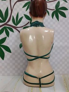 (449)Emerald Green Lace Bodysuit