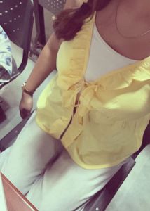 Sunny Yellow Ruffle Tie-Front Top