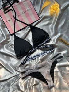Stylish Black & Striped Bikini Set