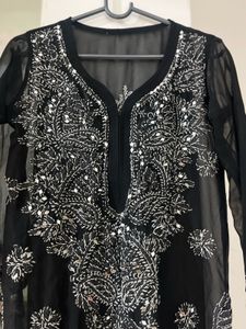 Black Embroidered Kurta