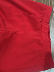 Chic Off-Shoulder White Top &amp; Red wide leg trouser