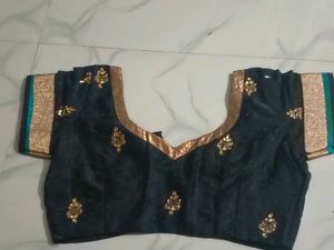 GentlyUsed Elegant Black SilkBlouse withGoldTrim-