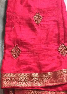Elegant Red Embroidered Silk Saree ❤️✨