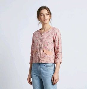 Morpankh Floral Print Zip-Up Blouse