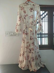 Wrap dress, with floral detailing