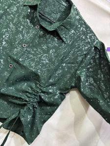 Stylish Emerald Green Textured Blouse