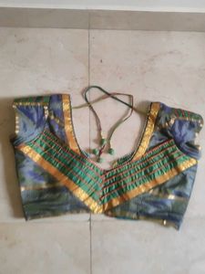 Green Silk Saree with Multi-Color Border and st