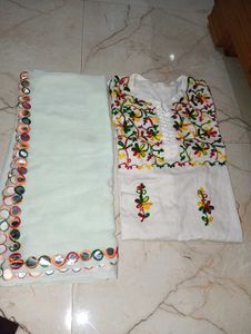 Embroidered Kurta With Dupatta