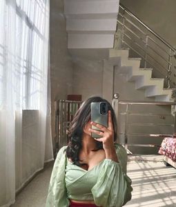 Chic Green Wrap Top