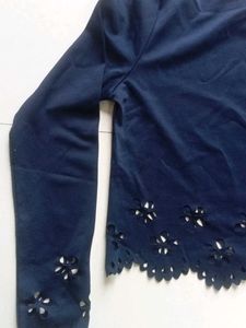 Navy Blue Cutout Crop Top
