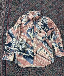 Kids Geometric Print Button-Up Shirt
