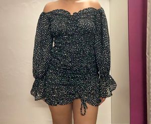 Chic Off-Shoulder Polka Dot Dress